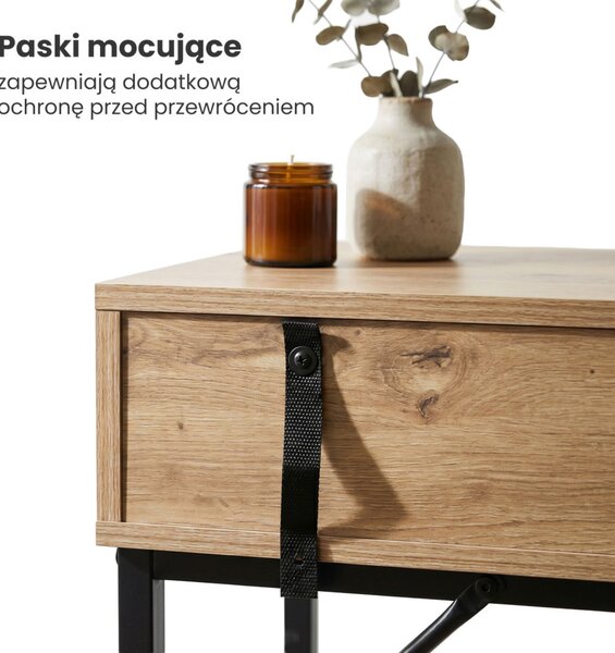 AKORD MODENA loft konzolasztal 1 fiókkal 80 cm dab artisan fekete lábakkal