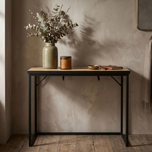 AKORD ORIGO Loft Konzolasztal 90 cm Dąb Craft Fekete Lábakkal
