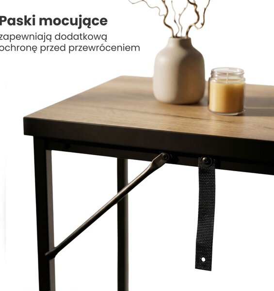 AKORD ORIGO Loft Konzolasztal 90 cm Dąb Craft Fekete Lábakkal