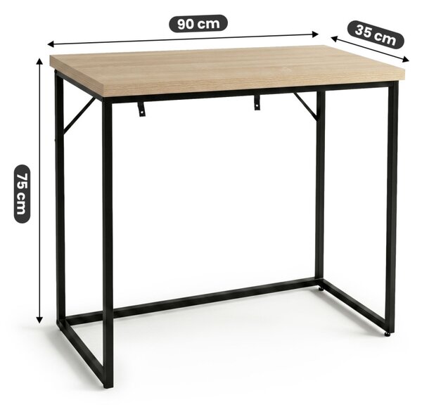 AKORD ORIGO Loft Konzolasztal 90 cm Sonoma Tölgy Fekete Lábakkal