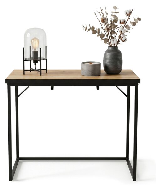 AKORD ORIGO Loft Konzolasztal 90 cm Dąb Craft Fekete Lábakkal