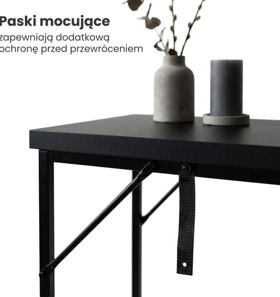 AKORD ORIGO 90 cm Loft Konzolasztal Fekete Fém Lábakkal