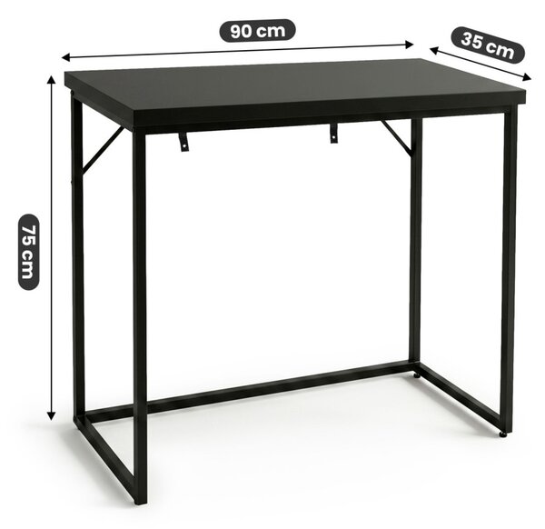 AKORD ORIGO 90 cm Loft Konzolasztal Fekete Fém Lábakkal
