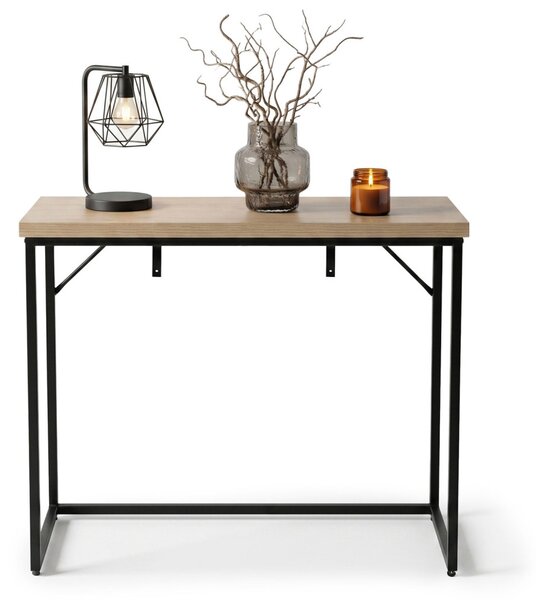 AKORD ORIGO Loft Konzolasztal 90 cm Sonoma Tölgy Fekete Lábakkal
