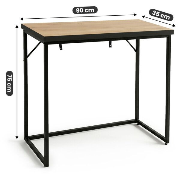 AKORD ORIGO Loft Konzolasztal 90 cm Dąb Craft Fekete Lábakkal