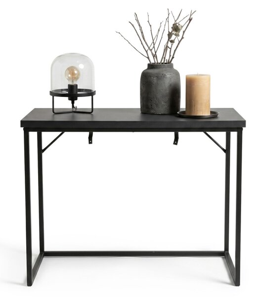 AKORD ORIGO 90 cm Loft Konzolasztal Fekete Fém Lábakkal