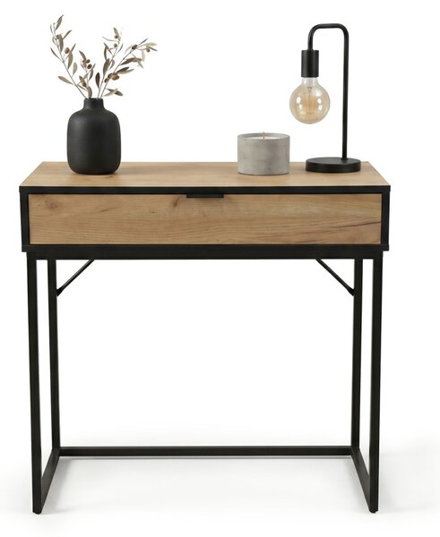 AKORD MODENA loft konzolasztal 1 fiókkal 80 cm dab craft fekete lábakkal