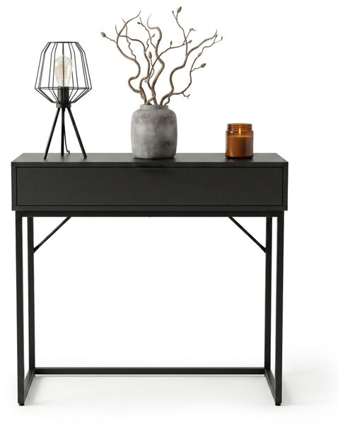 AKORD MODENA loft konzolasztal 1 fiókkal 80 cm fekete fém lábakkal
