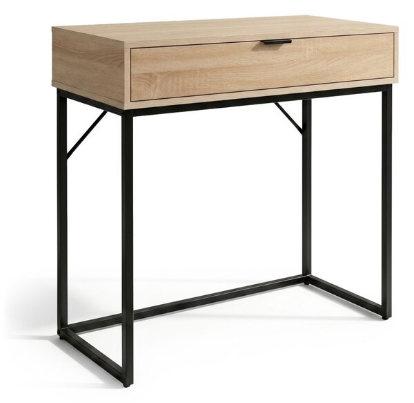 AKORD MODENA Loft Konzolasztal 1 Fiókkal 80 cm Sonoma Tölgy Fekete Lábakkal