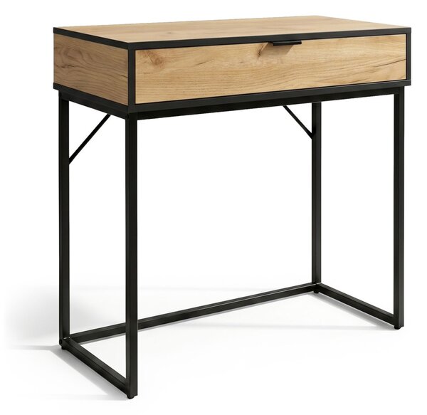 AKORD MODENA loft konzolasztal 1 fiókkal 80 cm dab craft fekete lábakkal