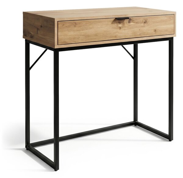 AKORD MODENA loft konzolasztal 1 fiókkal 80 cm dab artisan fekete lábakkal