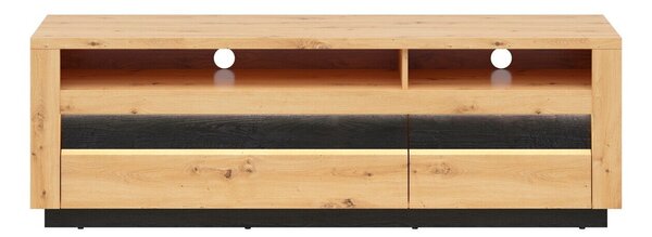 TV-állvány Sermeli 106, Laminált forgácslap, 54x161x48cm, Fekete tölgy, Artisan tölgy