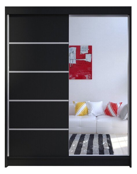 Gardróbszekrény Closico Vastor III, Laminált forgácslap, 200x150x58cm, Fekete
