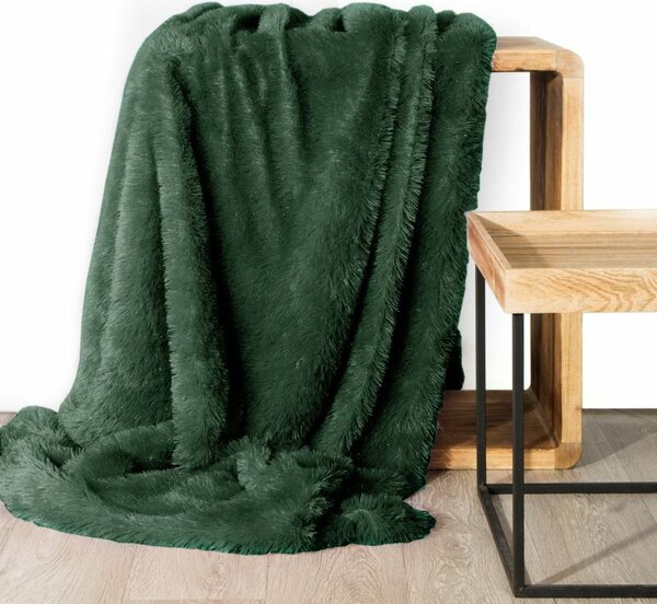 Tiffany szőrme hatású takaró Sötétzöld 200x220 cm