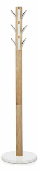 FLAPPER természetes fa-fehér 170cm magas modern fa álló fogas behajtható akasztókkal