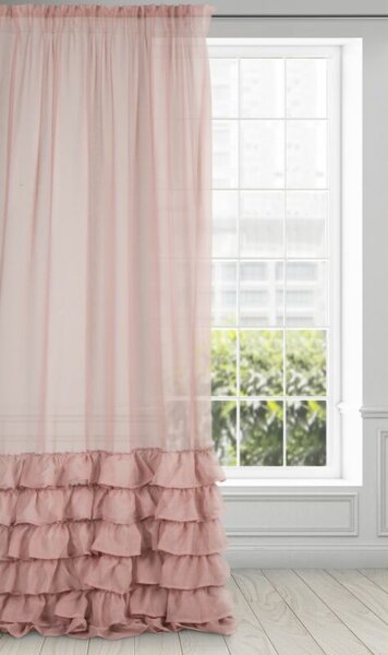 Dolly fodros fényáteresztő díszfüggöny függöny Pasztell rózsaszín 140x250 cm