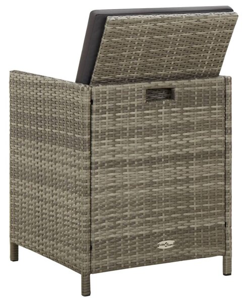 4 db szürke polyrattan kerti szék párnával