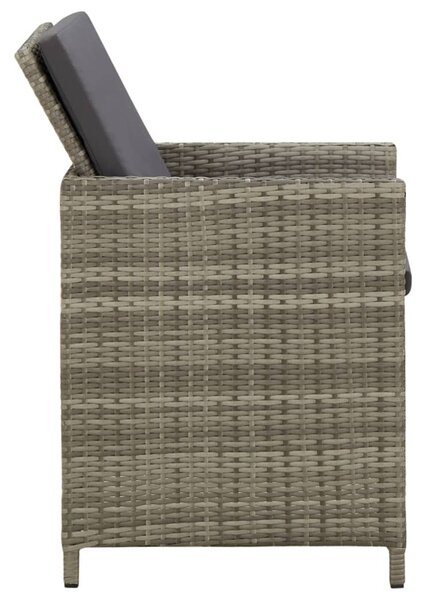 4 db szürke polyrattan kerti szék párnával