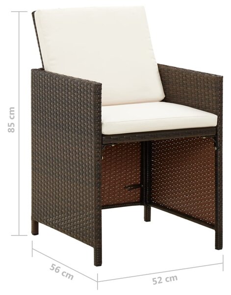 4 db barna polyrattan kerti szék párnával