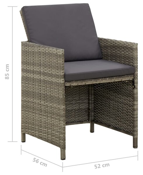 4 db szürke polyrattan kerti szék párnával