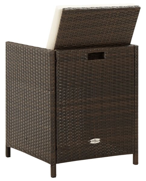 4 db barna polyrattan kerti szék párnával
