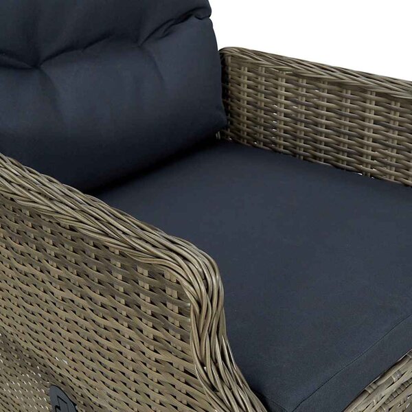 Barna dönthető háttámlás polyrattan kerti szék párnákkal