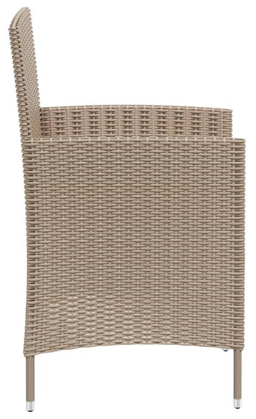 2 db bézs polyrattan kerti szék párnával