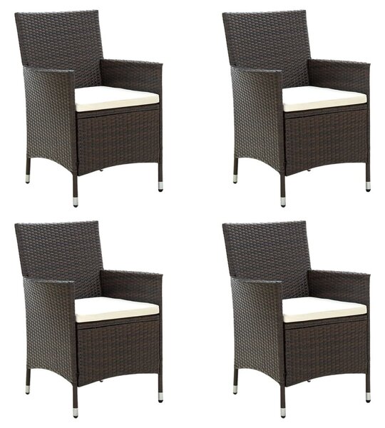 4 db barna polyrattan kerti szék párnával