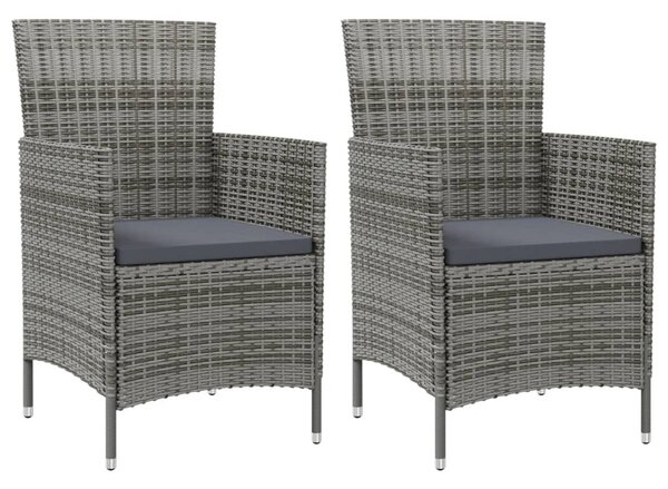 2 db szürke polyrattan kerti szék párnával