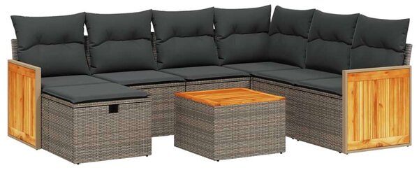 VidaXL Polyrattan Kerti Ülőgarnitúra - 8 részes - Szürke