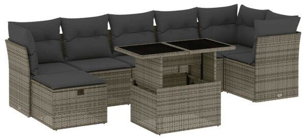VidaXL Polyrattan Kerti Ülőgarnitúra - 8 részes, Szürke