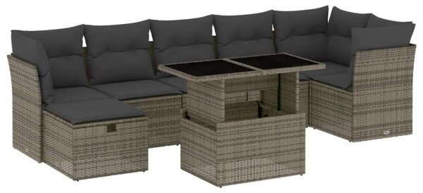 VidaXL Polyrattan Kerti Ülőgarnitúra - 8 részes, Szürke