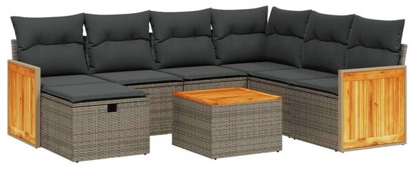 VidaXL Polyrattan Kerti Ülőgarnitúra - 8 részes - Szürke