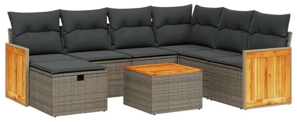 VidaXL Polyrattan Kerti Ülőgarnitúra - 8 részes - Szürke