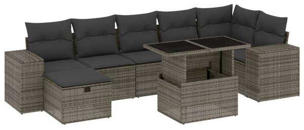 VidaXL Polyrattan Kerti Ülőgarnitúra - 8 részes - Szürke
