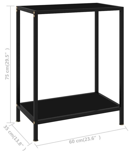 Fekete edzett üveg tálalóasztal 60 x 35 x 75 cm