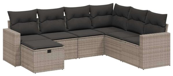 VidaXL Polyrattan Kerti Ülőgarnitúra - 7 részes - Szürke