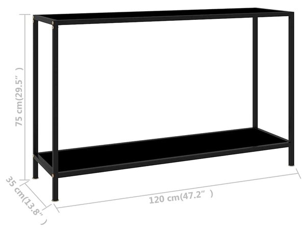 Fekete edzett üveg tálalóasztal 120 x 35 x 75 cm