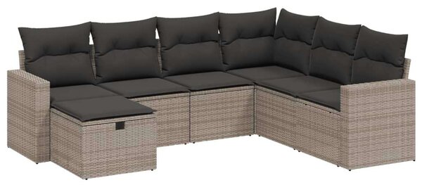 VidaXL Polyrattan Kerti Ülőgarnitúra - 7 részes - Szürke