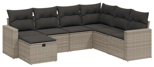 VidaXL Polyrattan Kerti Ülőgarnitúra - 7 részes - Szürke