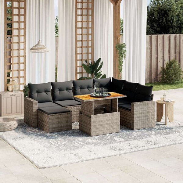VidaXL Polyrattan Kerti Ülőgarnitúra - 8 részes, Szürke
