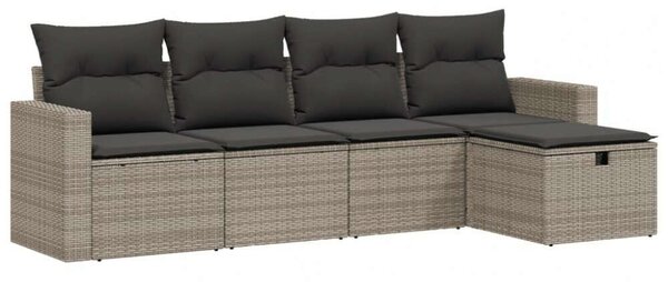 VidaXL Polyrattan Kerti Ülőgarnitúra - 5 részes - Szürke