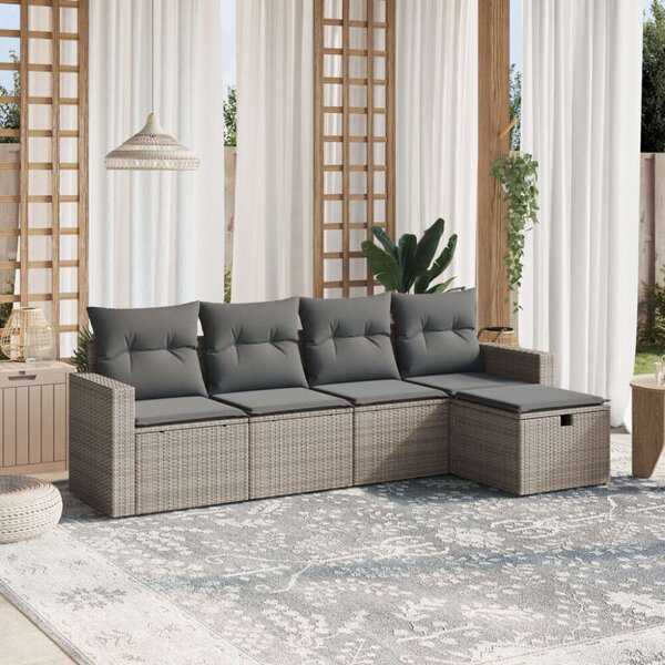 VidaXL Polyrattan Kerti Ülőgarnitúra - 5 részes - Szürke