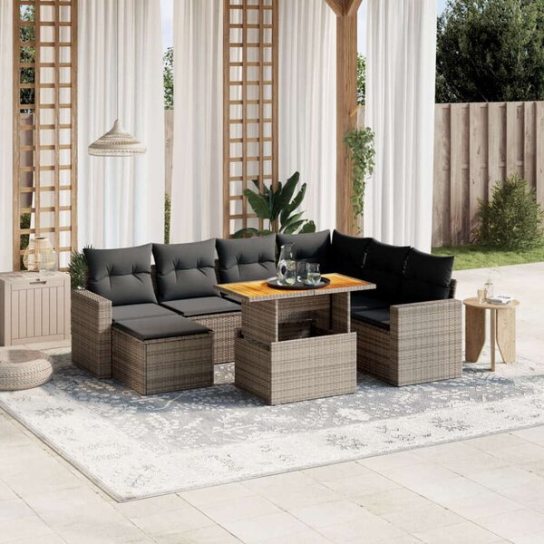 VidaXL Polyrattan Kerti Ülőgarnitúra - 8 részes, Szürke