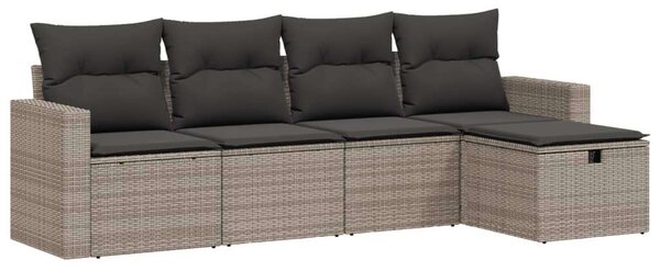 VidaXL Polyrattan Kerti Ülőgarnitúra - 5 részes - Szürke
