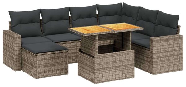 VidaXL Polyrattan Kerti Ülőgarnitúra - 8 részes, Szürke