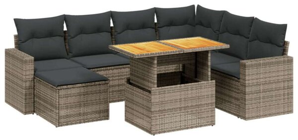 VidaXL Polyrattan Kerti Ülőgarnitúra - 8 részes, Szürke