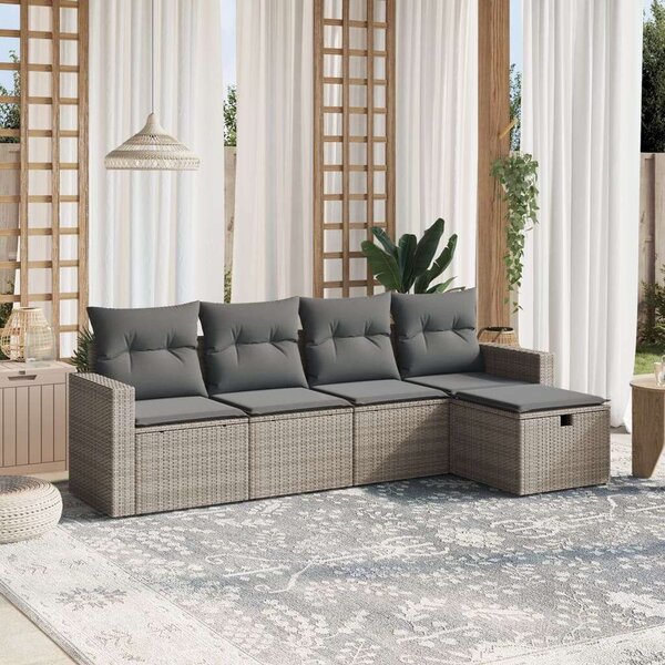 VidaXL Polyrattan Kerti Ülőgarnitúra - 5 részes - Szürke