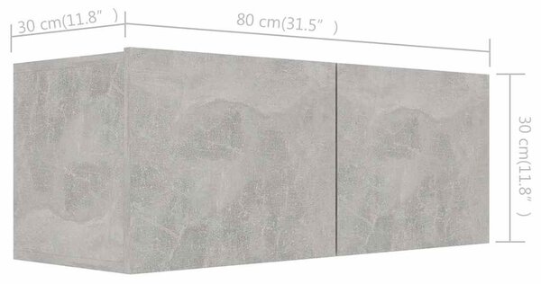 6 részes betonszürke szerelt fa TV-szekrényszett
