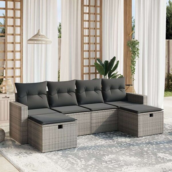 VidaXL Polyrattan Kerti Ülőgarnitúra - 6 részes - Szürke